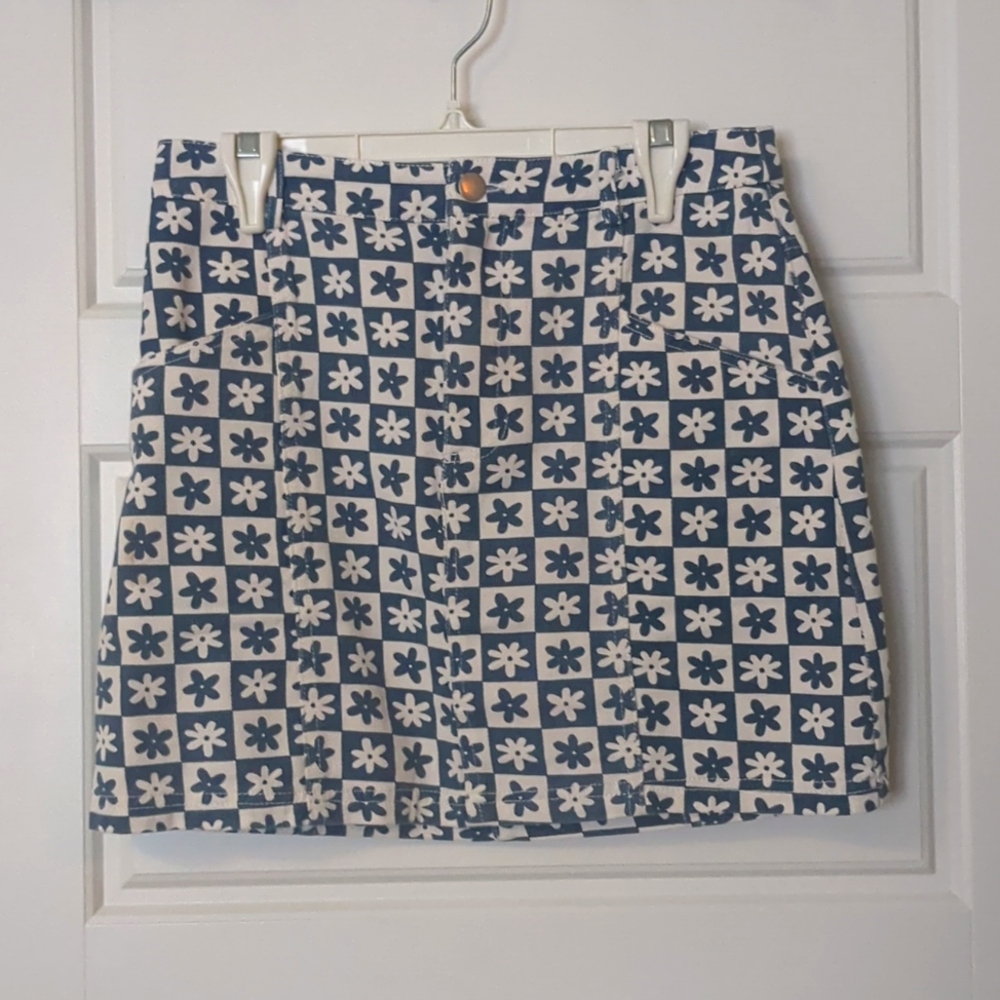 Y2K Floral Check Mini Skirt